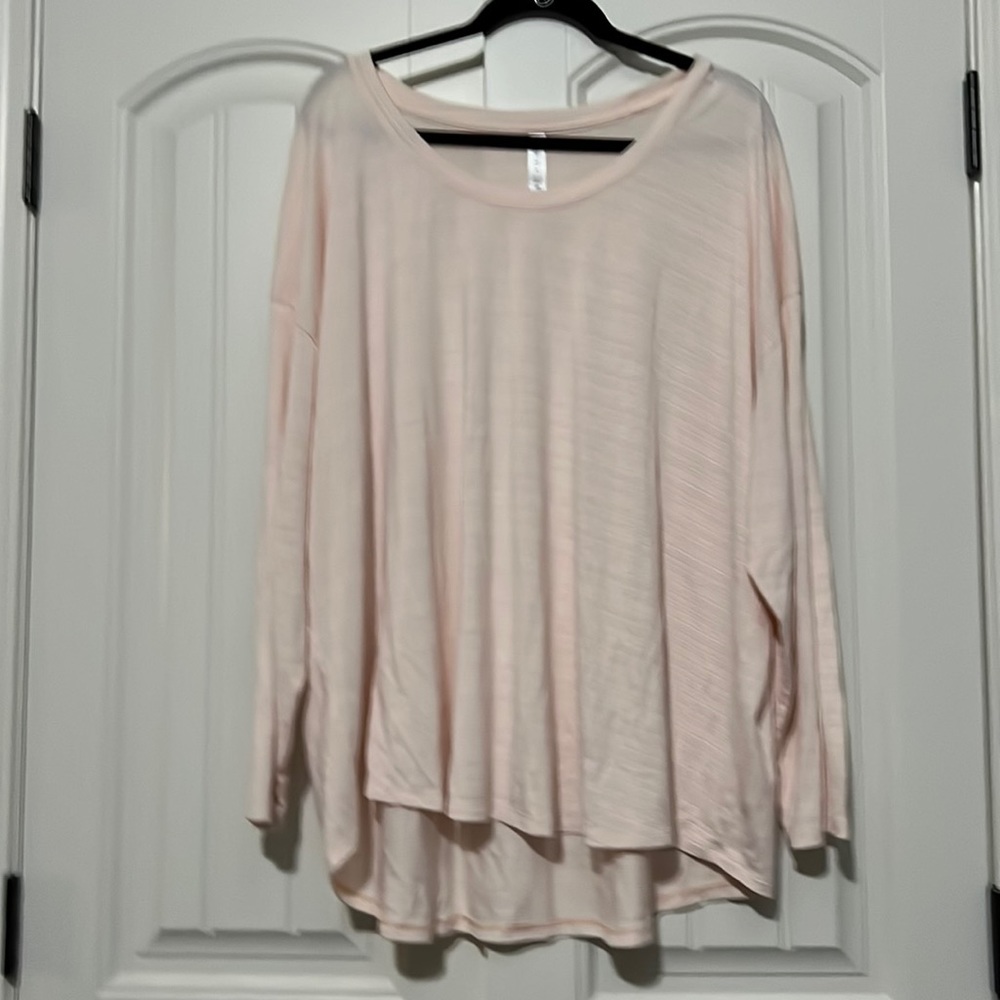 Athleta long sleeve tee light pink striped. Only worn once.